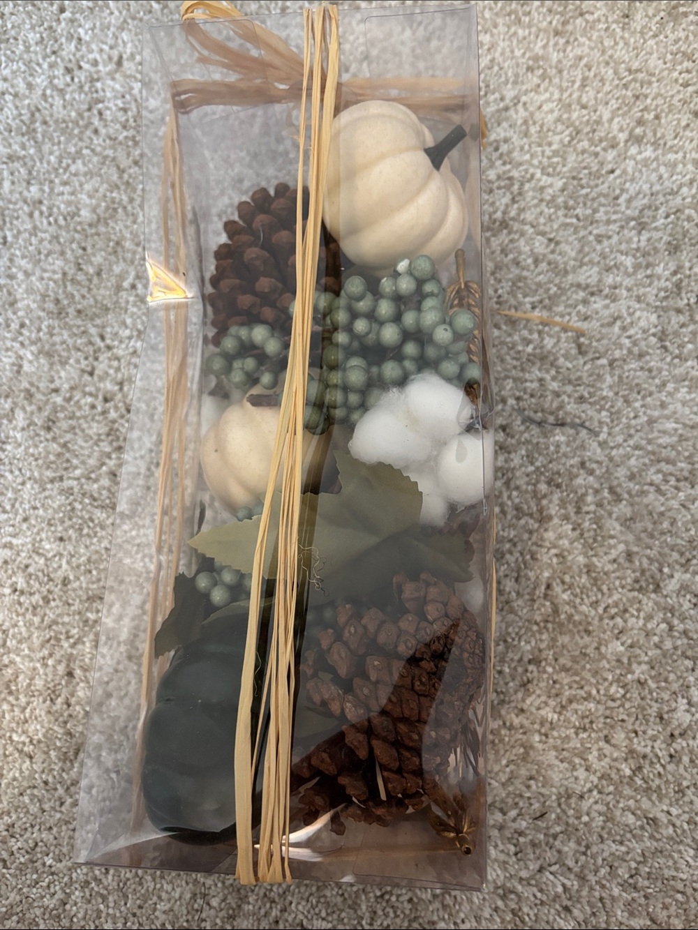 Fall Decorative Arrangement with Mini White Pumpkins & Pinecones bowl filler